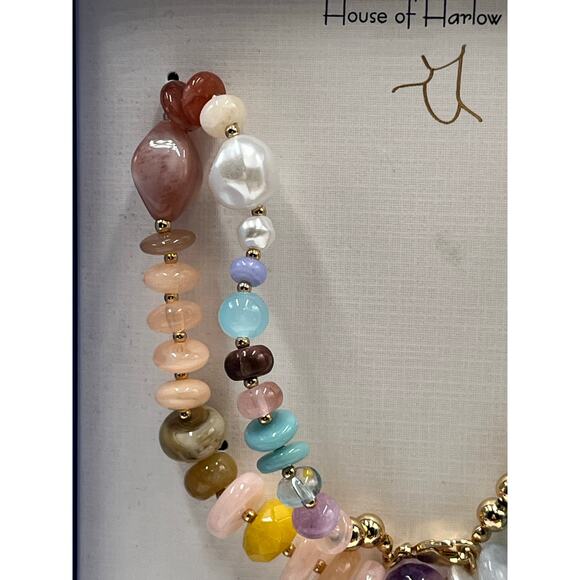 House of Harlow 1960 Faux Pearl Glass Beads Pink yStarfish Pendant Necklace New - Picture 7 of 8